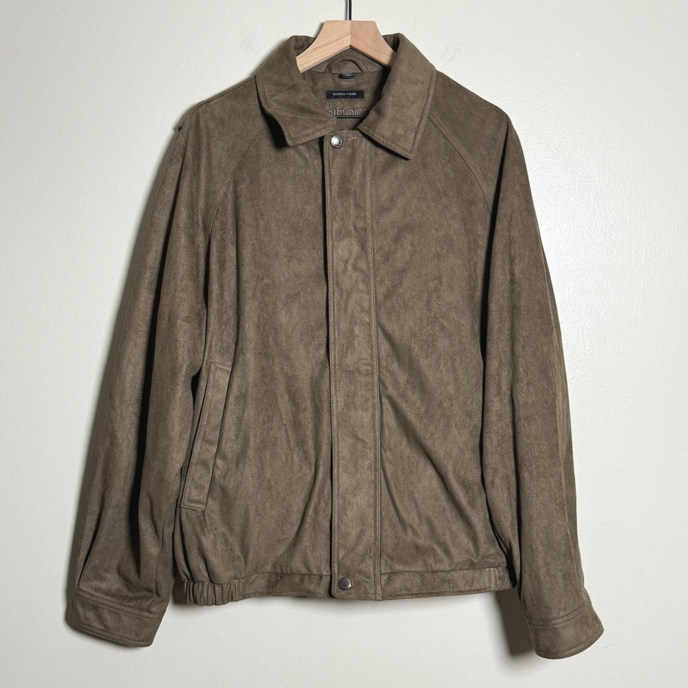 Claiborne VTG Mens Suede Bomber Jacket XL Brown Full Zip Workwear